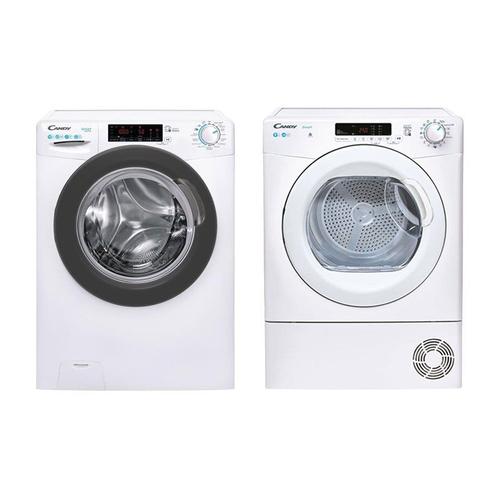 Pack CANDY Lave-linge Frontal 10kg 1400Trs/min Smart Touch + Sèche-linge 9kg Condensation Connectivité NFC