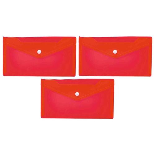 Herma Lot De 3 Pochettes À Documents, Pp, Format Long, Rouge