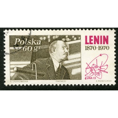 Timbre Oblitéré Polska, Lenin 1870-1970, Luna 13, Tarkowska, Konecki, 1970, 60 Gr