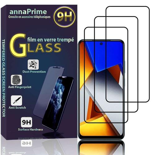 Lot / Pack De 3 Films Verre Trempé Pour Xiaomi Poco M4 Pro 4g 6.43" De Protection D'écran - Couleur Noir