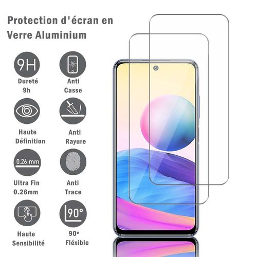 2 Films Protection D'écran En Verre D'aluminium Super Résistant 9h Pour Xiaomi Redmi Note 10 5g 6.5", Définition Hd, Anti-Rayures, Anti-Empreintes Digitales