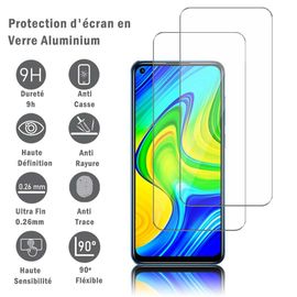 2 Films Protection D'écran En Verre D'aluminium Super Résistant 9h Pour Xiaomi Redmi Note 9 6.53", Définition Hd, Anti-Rayures, Anti-Empreintes Digitales