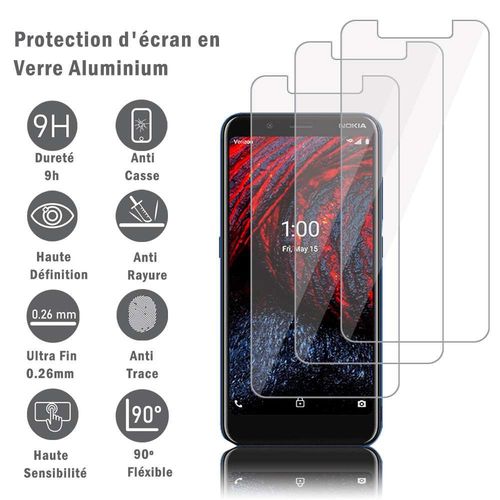 3 Films Protection D'écran En Verre D'aluminium Super Résistant 9h Pour Nokia 2 V Tella 5.45", Définition Hd, Anti-Rayures, Anti-Empreintes Digitales