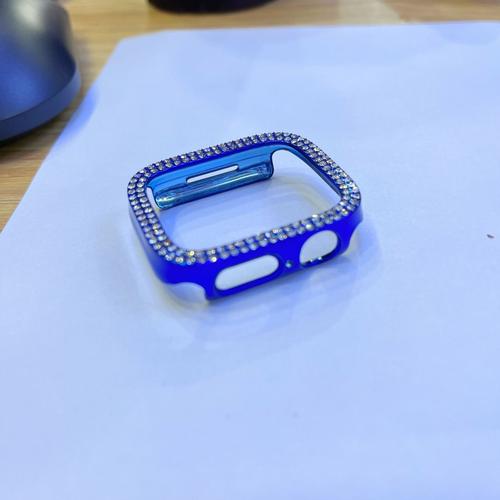 Convient Pour Les Montres Apple 3/4/5/6/Se Apple Watch Candy Color Double Row Diamond Case Housse De Protection, Bleu, 38 Mm