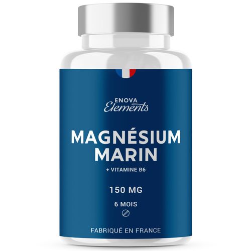 Magnésium Marin + Vitamine B6 | Jusqu'à 300 Mg/Jour | Contre La Fatigue, Anti-Stress, Récupération Musculaire| Jusqu'à 6 Mois De Cure | Fabriqué En France 