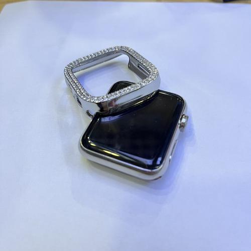 Convient Pour Apple 3/4/5/6/Se Apple Watch Candy Color Double Row Diamond Case Housse De Protection, Argent, 38 Mm