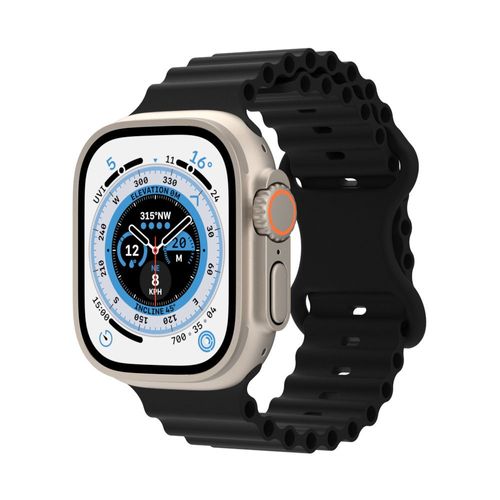 Convient Pour Apple Watch8 Bracelet En Silicone Marin Ultra Watch Apple Figure Huit Boucle Papillon Boucle Bracelet De Montre, Noir, 42/44/45 Mm