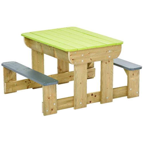 Kangui - Table De Pique-Nique En Bois Massif Pour Enfants Avec Bancs Et Bacs En Plastiques