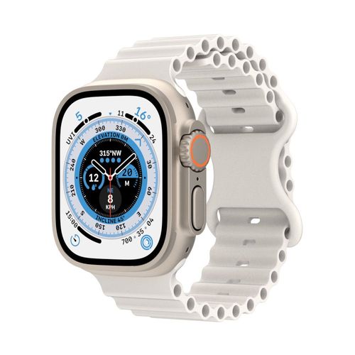 Convient Pour Apple Watch8 Ultra Watch Ocean Bracelet De Montre En Silicone Apple Figure Huit Boucle Papillon Boucle Bracelet De Montre, Blanc, 42/44/45 Mm