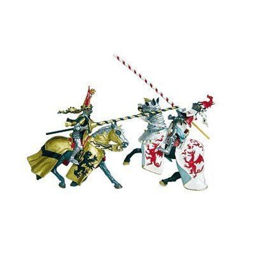 Figurine Cheval Robe Dragons Blanc Et Rouge (Sans Chevalier)