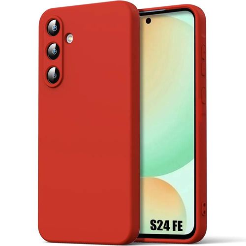 Coque Pour Samsung Galaxy S24 Fe (Pas Pour S24) - Protection Silicone Liquide Doux Anti-Rayures Rouge - E.F.Connection