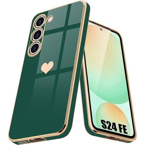 Coque Pour Samsung Galaxy S24 Fe (Pas Pour S24) - Motif C?ur Anti-Rayure Souple Tpu Vert Nuit - E.F.Connection