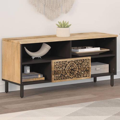 Meuble Tv Moderne 100x33x46 Cm Bois Massif De Manguier