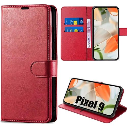 Coque Intégrale Pour Google Pixel 9 - Protection Rabat Cuir Synthétique Antichoc Rouge - E.F.Connection