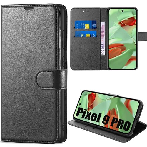 Coque Pour Google Pixel 9 Pro, Anti-Rayures Porte-Carte Synthécuir Souple - Noir - E.F.Connection