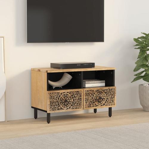 Meuble Tv Moderne 70x33x46 Cm Bois Massif De Manguier