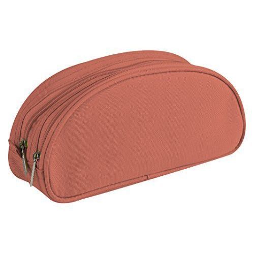 Clairefontaine - Réf 8343c - Une Trousse Ovale 2 Zips 22x8x10 Cm En Polyester Rose Peche Vendu À L'unité