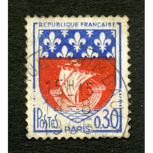 Timbre Oblitéré Paris, République Française, Postes, 0,30