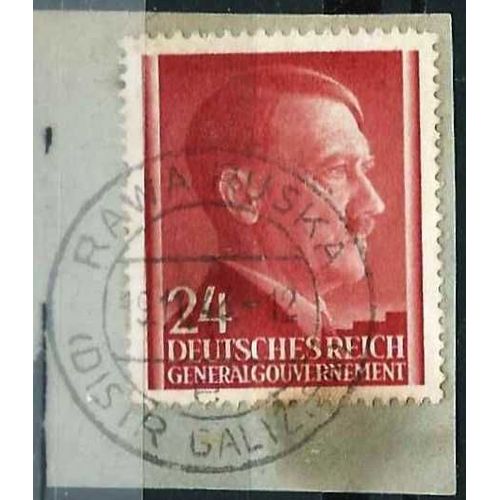 Pologne, Occupation Allemande, Gouvernement General 1941, Bel Entier Postal, Timbre Yvert 82, Chancelier Hitler 24gr. Rouge Brun, Oblitéré Beau Cachet Rond Intégral, Tbe.