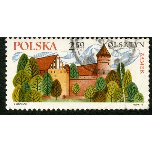 Timbre Oblitéré Polska, Olsztyn, Zamek, Heidrich, 1971, 2,50 Zl