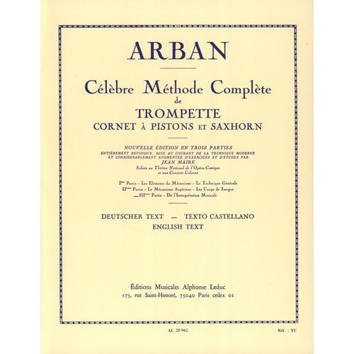 Arban : Célèbre Méthode Complète De Trompette, Cornet À Pistons Et Saxhorn Volume 3 - Alphonse Leduc Al20962