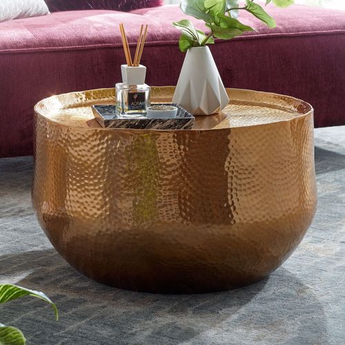 Table Basse De Salon 60x60x35 Cm Table De Canapé Metal Orientale Ronde
