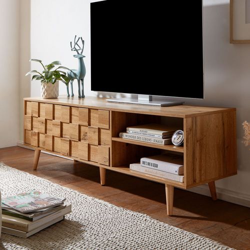 Meuble Tv 160x51x40 Cm Bois Décor Chêne Lowboard Panneau De Télévision