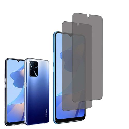 Coque Silicone Pour Oppo A16/ A16s/ A54s 6.52" Gel Ultraslim Et Ajustement Parfait - Transparent + 2 Films Verre Trempé Anti Lumière Bleu - Transparent