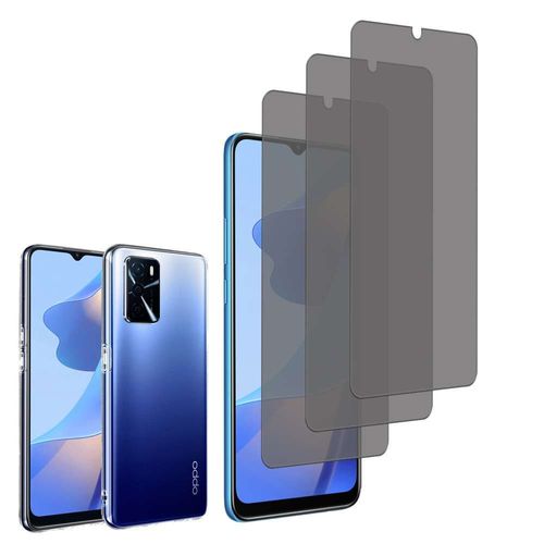 Coque Silicone Pour Oppo A16/ A16s/ A54s 6.52" Gel Ultraslim Et Ajustement Parfait - Transparent + 3 Films Verre Trempé Anti Lumière Bleu - Transparent