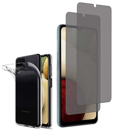 Coque Silicone Pour Samsung Galaxy A12 Nacho 6.5" Gel Ultraslim Et Ajustement Parfait - Transparent + 2 Films Verre Trempé Anti Lumière Bleu - Transparent
