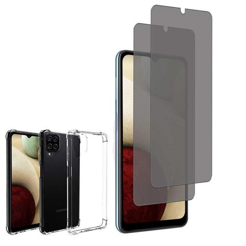 Coque Silicone Tpu Souple Pour Samsung Galaxy A12 Nacho 6.5" Anti-Choc Ultra Résistant Avec Coins Renforcés - Transparent + 2 Films Verre Trempé Anti Lumière Bleu - Transparent