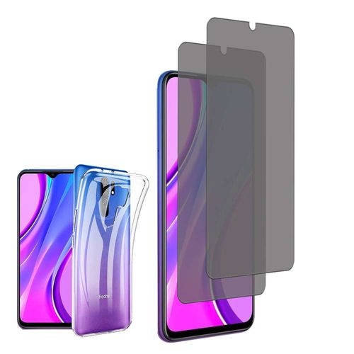 Coque Silicone Pour Xiaomi Redmi 9 6.53" Gel Ultraslim Et Ajustement Parfait - Transparent + 2 Films Verre Trempé Anti Lumière Bleu - Transparent