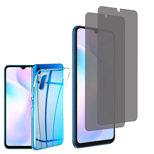 Coque Silicone Pour Xiaomi Redmi 9a 6.53" Gel Ultraslim Et Ajustement Parfait - Transparent + 2 Films Verre Trempé Anti Lumière Bleu - Transparent