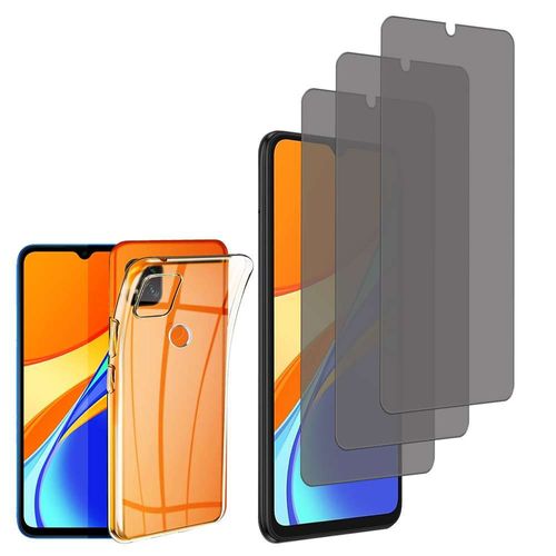 Coque Silicone Pour Xiaomi Redmi 9c/ 9c Nfc/ Redmi 9 (India) 6.53" Gel Ultraslim Et Ajustement Parfait - Transparent + 3 Films Verre Trempé Anti Lumière Bleu - Transparent