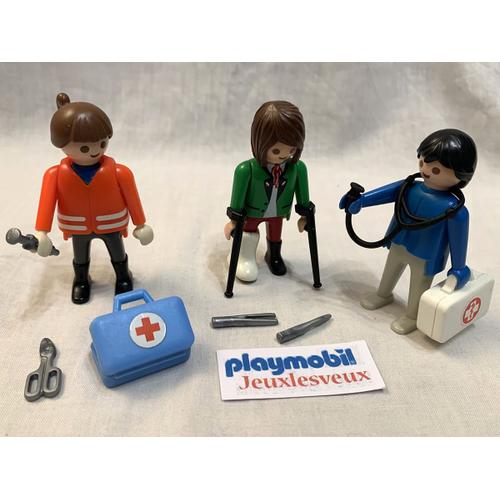 Playmobil Lot De 2 Médecins Urgentistes Secouristes Infirmières Avec 1 Blessé Patient Malade - Complète Set 70190 6657 70191