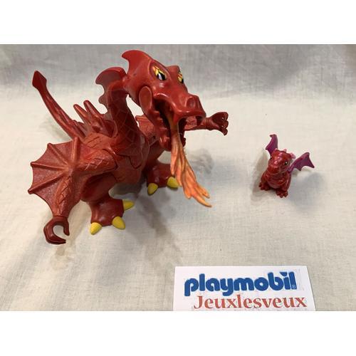 Playmobil 6550 3327 9134 - Grand Dragon Rouge Et Son Bébé - Complète Set 6000 3666 70220 6001 3667