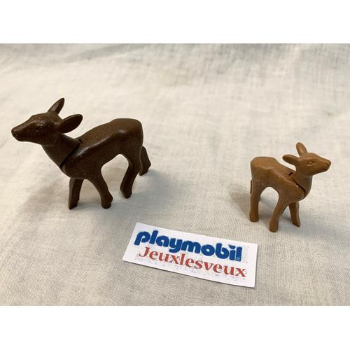 Playmobil Lot D'animaux - La Biche Et Son Faon - Complète Set 3006 3692 3228 6815 5422 Foret Nature