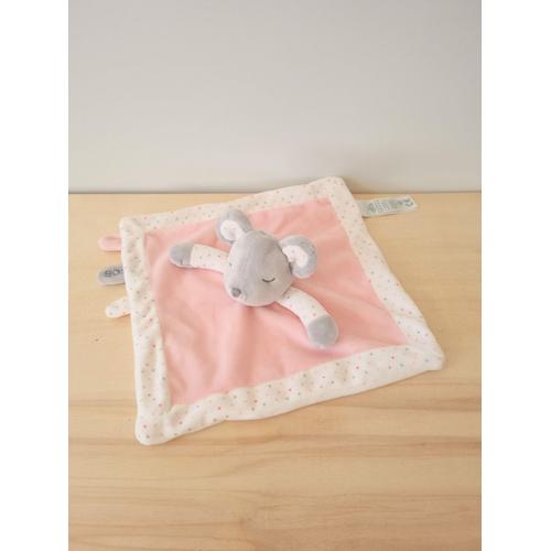 Doudou Souris Grise Rose Blanche Obaibi