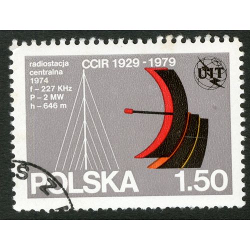 Timbre Oblitéré Polska, Ccir 1929-1979, Radiostacja Centralna 1974, Uit, 1,50