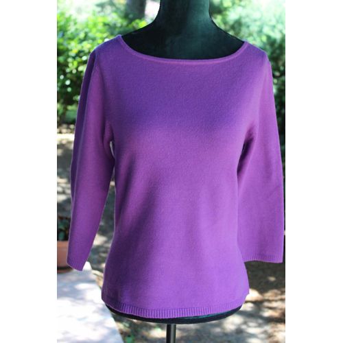 Sympa Petit Pull Etam Violine Aux Manches 3/4.Taille Étiquetèe:42.