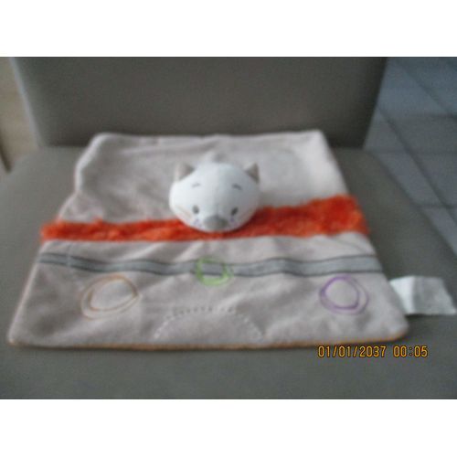 Doudou Plat Chat Orange/Marron/Écru/Beige Kiabi Kitchoun Jogystar