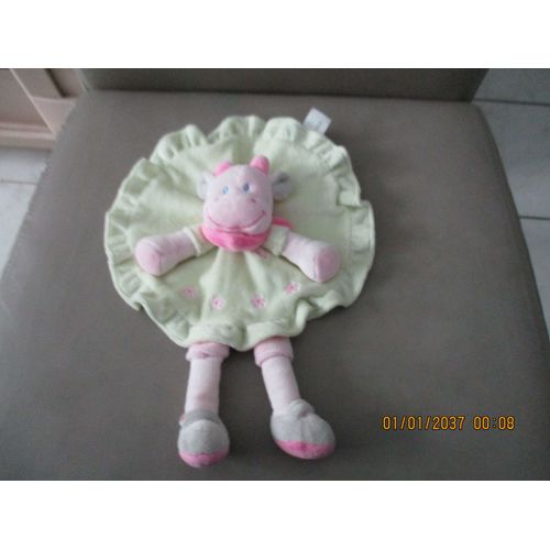 Doudou Plat Rond Vert Vache Rose Nicotoy Simba Dickie