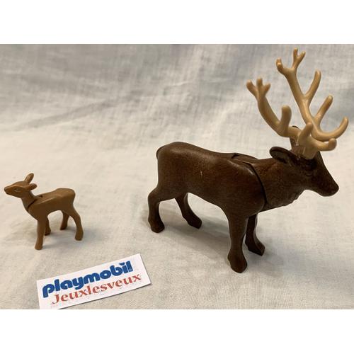 Playmobil Lot D'animaux - Le Cerf Et Son Faon - Complète Set 3692 3228 6815 3006 5422 Foret Biche - Nature