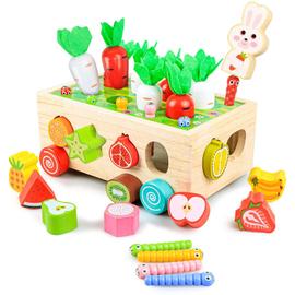 Kizfarm Jouets éducatifs Montessori pour enfants de 1 à 2 ans, comprend une  boîte de permanence d'objets, un jeu de vers magnétique, un jouet de