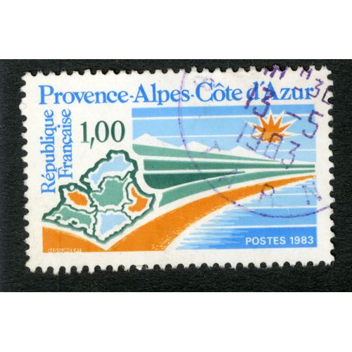 Timbre Oblitéré Provence-Alpes-Côte D'azur, Postes 1983, République Française, Bourgeat, 1,00