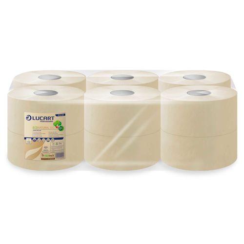Papier Toilette Mini Jumbo Econatural Type 200m Eco Label Les 12 Rouleaux - Luc 812149 - Papier Toilette Et Distributeur 