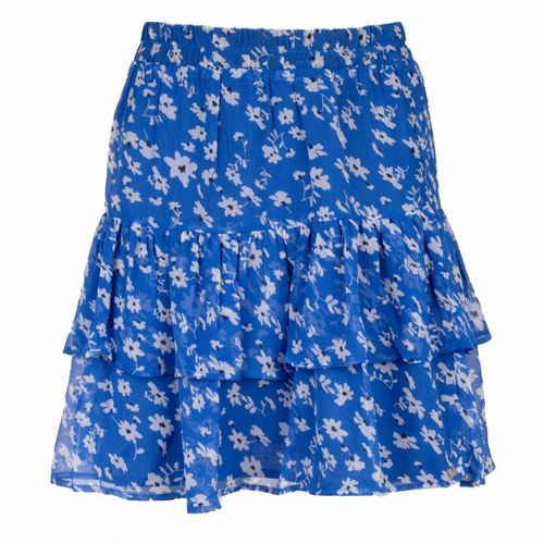 Jupe Courte À Volants Imprimé Fleuri Bleu Femme Deeluxe 74