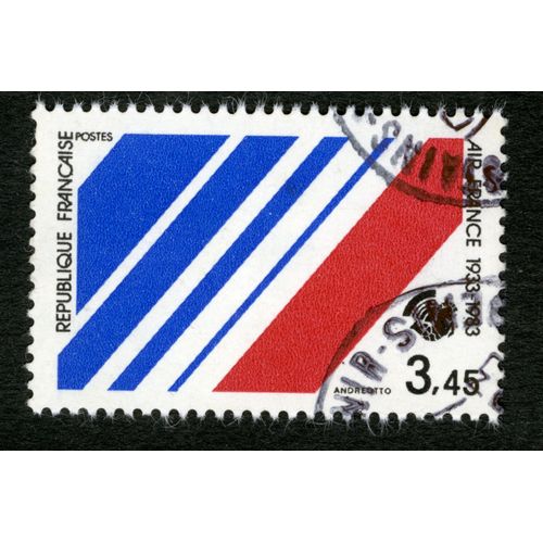 Timbre Oblitéré Air France, 1933-1983, République Française, Postes, Andreotto, 3,45