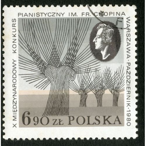 Timbre Oblitéré Polska, X Miedzynarodowy Konkurs Pianistyczny Im. Fr. Chopina, Warszawa, Pazdziernik 1980, 6,90 Zl