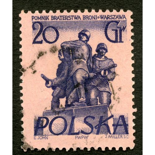 Timbre Oblitéré Polska, Pomnik Braterstwa Broni, Warszawa, John, Miller, 20 Gr